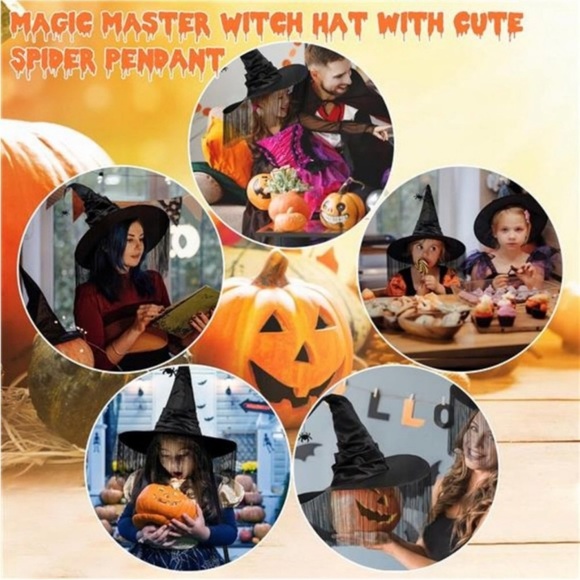Black Halloween Witch Hat Fringe Tassel Spider Halloween Costume Party Decor - Picture 6 of 7